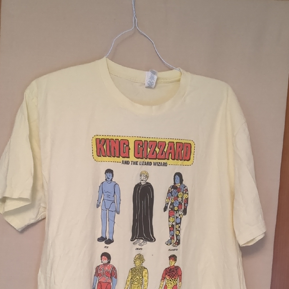 King Gizzard And The Lizard Wizard Action Figures Themed Yellow T-Shirt Size XL